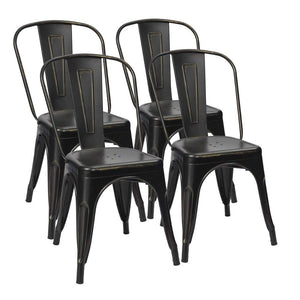 Stackable Metal Dining Chair Set of 4 – Indoor & Outdoor