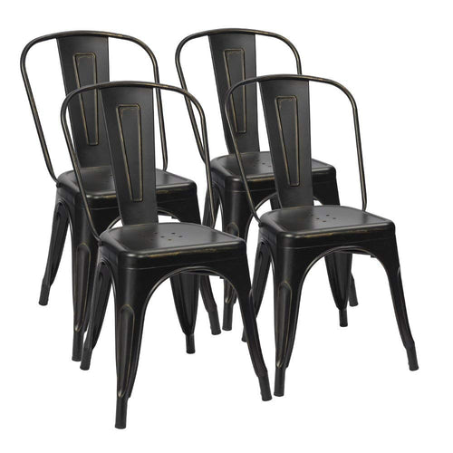 Stackable Metal Dining Chair Set of 4 – Indoor & Outdoor