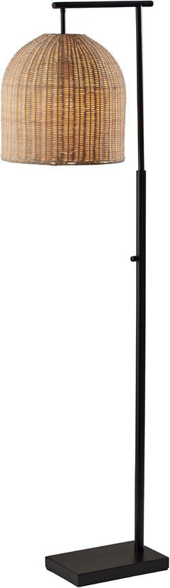 Arc Floor Lamp with Rattan Shade