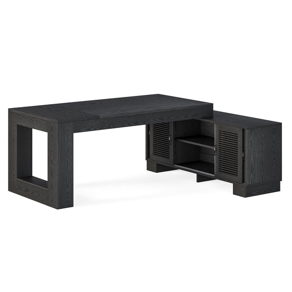 L-Shaped Executive Desk with File Cabinet