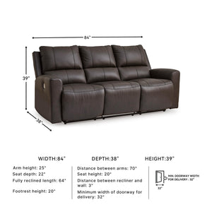 Power Reclining Sofa with USB Ports – Dark Brown