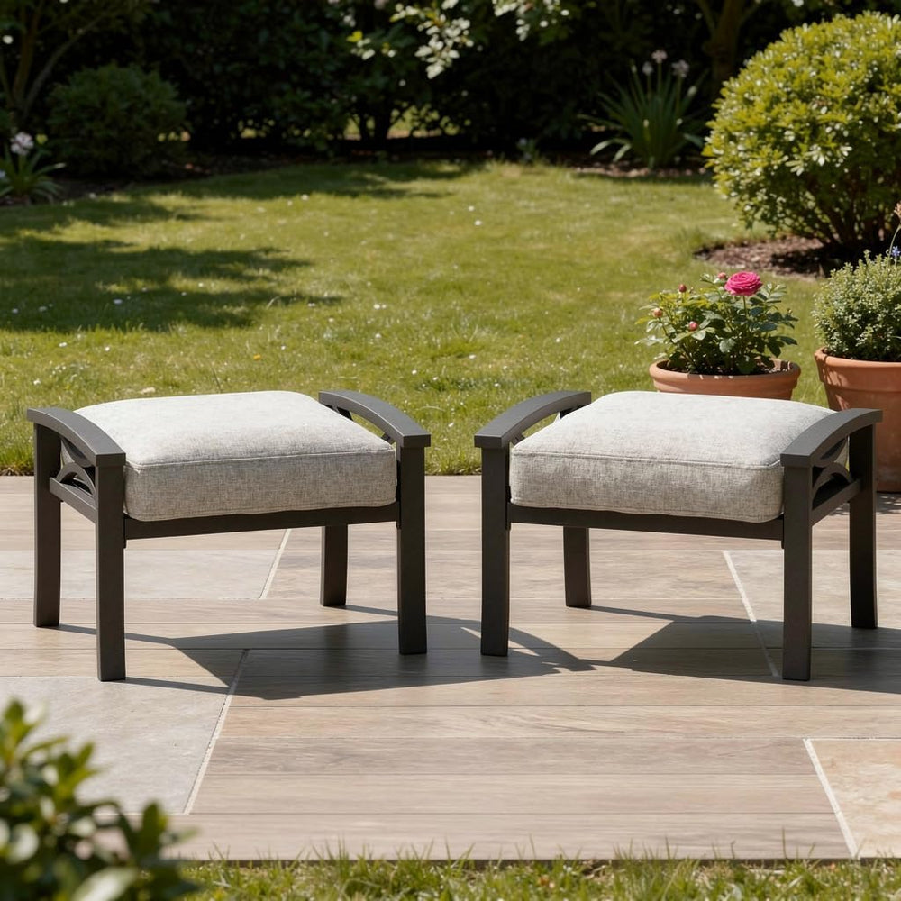 Outdoor Ottoman Set of 2 with Removable Cushions