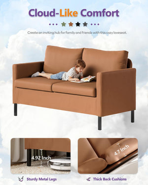2-Seater Faux Leather Loveseat Sofa