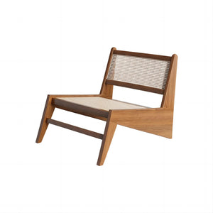 Rattan Accent Lounge Chair – Ash Wood & Rattan Armless Chair