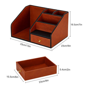 PU Leather Desk Organizer with Drawer