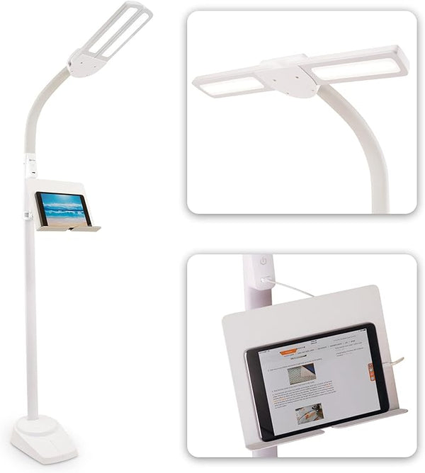 Dual Shade LED Floor Lamp with USB Charging Port