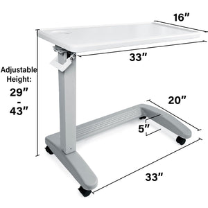 Pneumatic Adjustable Overbed Table with Wheels