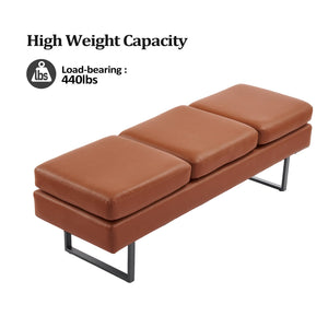 59.5" Faux Leather Waiting Room Bench with Metal Frame