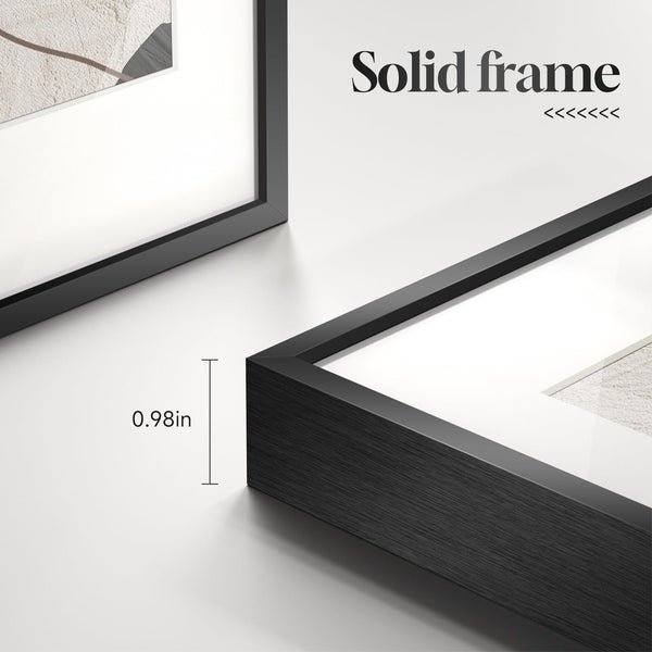 Framed Abstract Wall Art Set of 4 – Black & White Canvas Prints