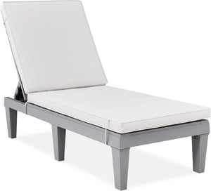 Outdoor Chaise Lounge Chair with Adjustable Backrest & Cushion