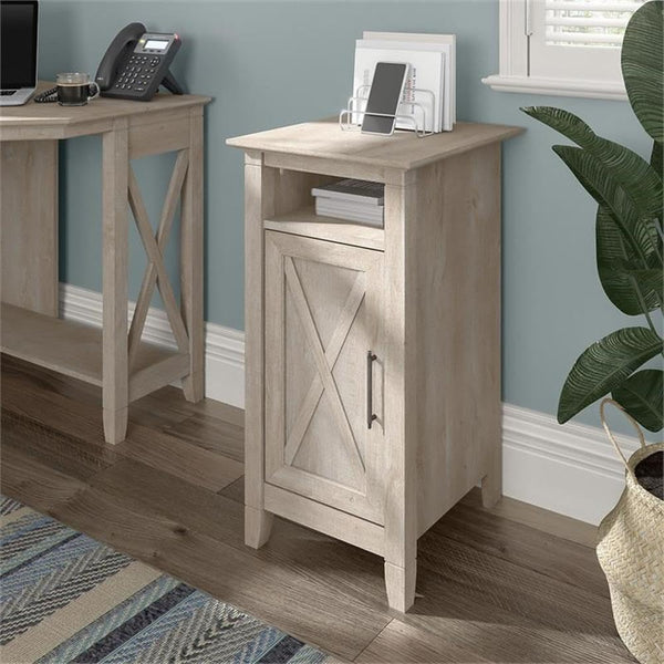 Small Storage Cabinet with Door – Washed Gray Engineered Wood