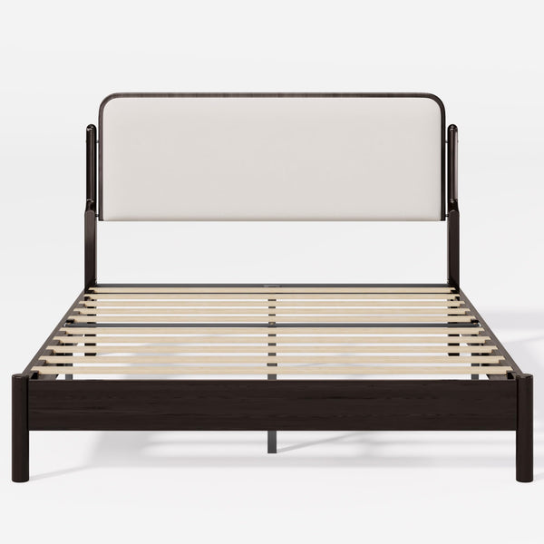 Queen Bed Frame with Upholstered Headboard