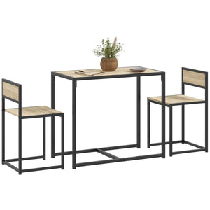 3-Piece Industrial Dining Table Set for 2