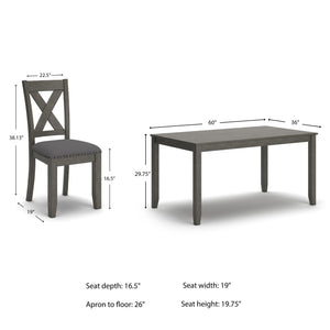7-Piece Rustic Dining Set – Rectangular Table & 6 X-Back Upholstered Chairs