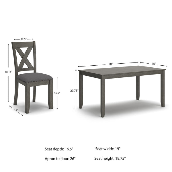 7-Piece Rustic Dining Set – Rectangular Table & 6 X-Back Upholstered Chairs