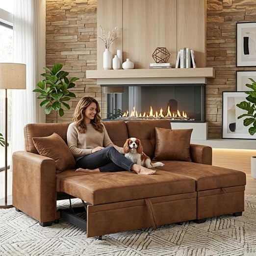 Convertible Sectional Sleeper Sofa with Storage & USB Charging