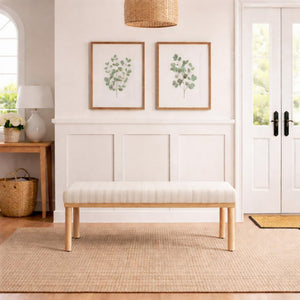 Upholstered Accent Bench with Wood Legs