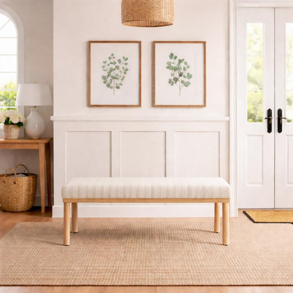 Upholstered Accent Bench with Wood Legs