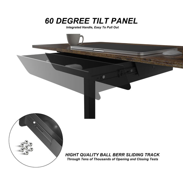 Under Desk Sliding Drawer with Tilted Pull-Out Panel