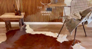 Large Hair-On Cowhide Rug 7x6.5 Ft – Genuine Leather Area Rug
