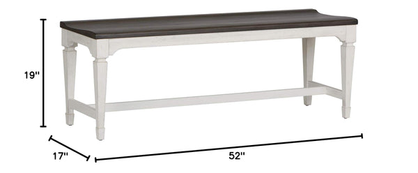 Wood Seat Dining Bench – White with Charcoal Top