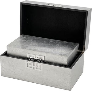 Decorative Wooden Storage Box Set with Hinged Lid — Set of 2