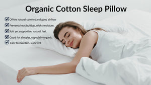 Organic Cotton Bed Pillows with Pillowcase – Down Alternative, Queen & King