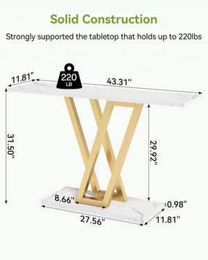 43" Console Table – White & Gold