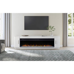 84" Modern Fireplace TV Console with 60" Crystal Insert & Storage
