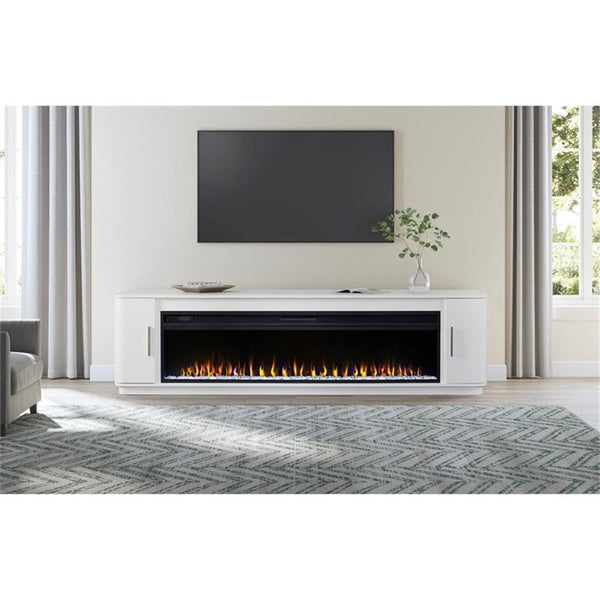 84" Modern Fireplace TV Console with 60" Crystal Insert & Storage