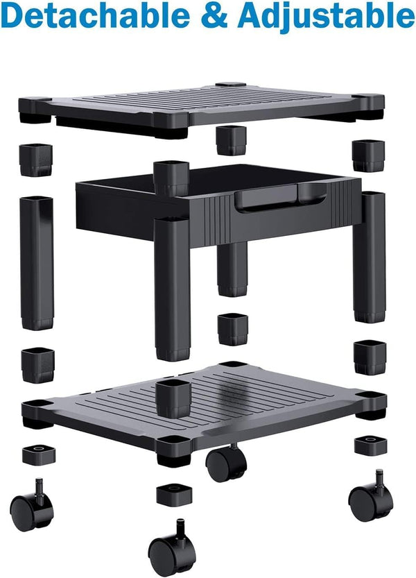Printer Stand with Cable Management & Storage Drawer