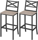 Bar Stools Set of 2 with Backrest and Footrest, 26-Inch Counter Height