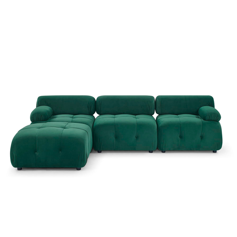 L-Shaped Modular Sectional Sofa with Reversible Ottoman – Green