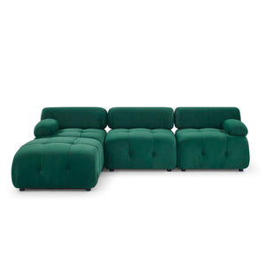 L-Shaped Modular Sectional Sofa with Reversible Ottoman – Green