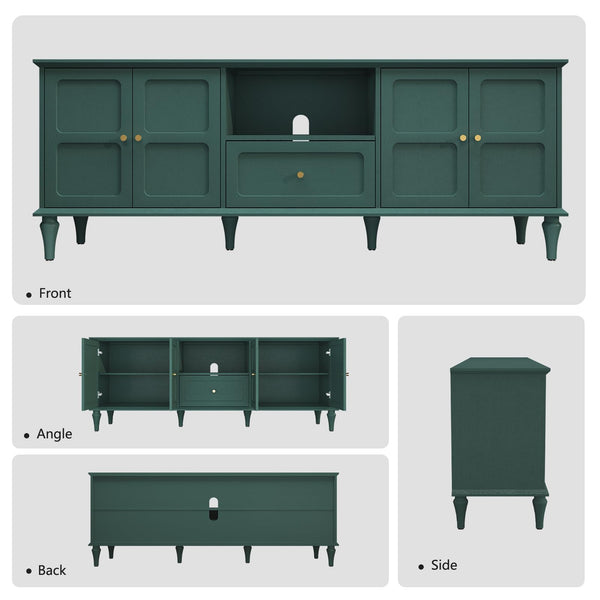 ARTPOWER 67'' Mid-Century Modern TV Stand with Storage Drawer and Doors, Long TV Stand with Adjustable Shelves for 75 Inch TV for Living Room, Bedroom, Green