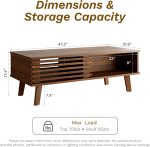 Living Room Table Set – Coffee Table, TV Stand & End Tables, Walnut