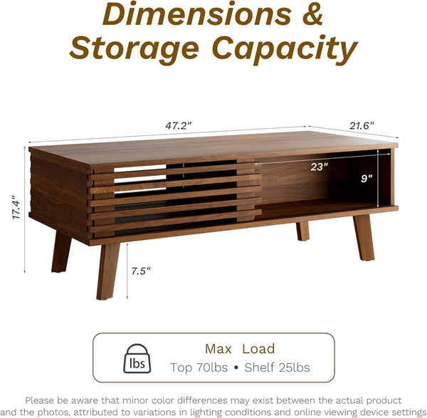 Living Room Table Set with Coffee Table, TV Stand & End Tables – Walnut