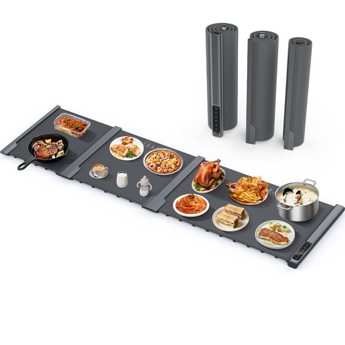 Electric Food Warming Mat | Expandable 3-Piece | 7 Temp & 6-Hour Timer