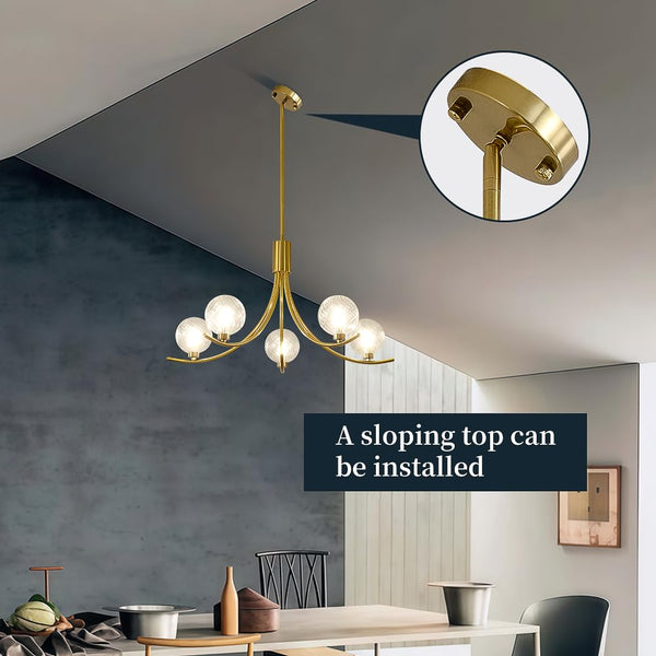 Modern Glass Globe Chandelier – Gold Multi-Light Ceiling Fixture