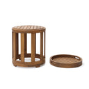 Acacia Wood Outdoor Side Table with Removable Tray Top & Slatted Design