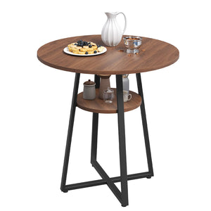 Round Dining Table with Storage Shelf, 31.5" Farmhouse Kitchen Table for 2-4