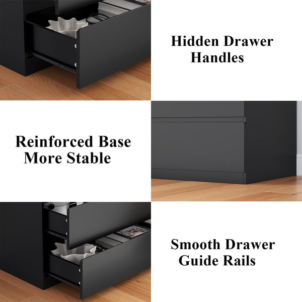 Nightstand with Charging Station and LED Lights – 3 Drawers