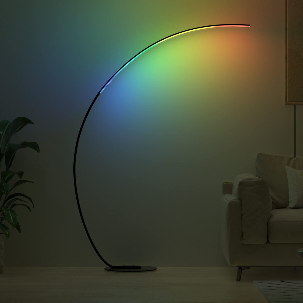 RGBW Arc Floor Lamp with Remote – Dimmable LED Color Changing Standing Lamp