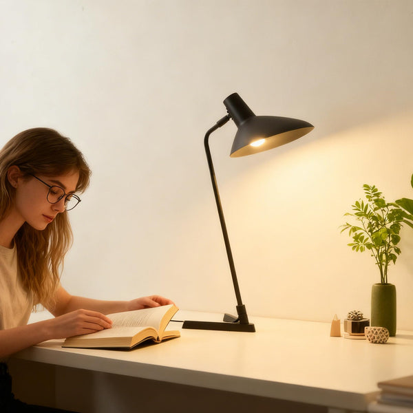 22" Industrial Metal Desk Lamp with Adjustable Neck & Stepless Dimmer