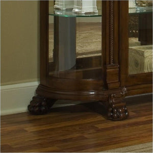 Curved End Curio Cabinet with Lighted Interior