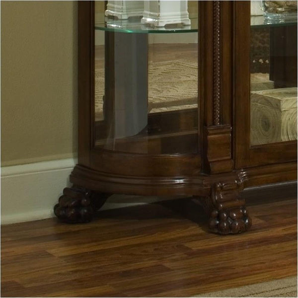 Curved End Curio Cabinet with Lighted Interior