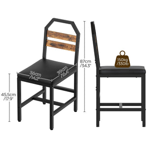 Industrial Dining Chair Set with Upholstered Seat and Metal Legs