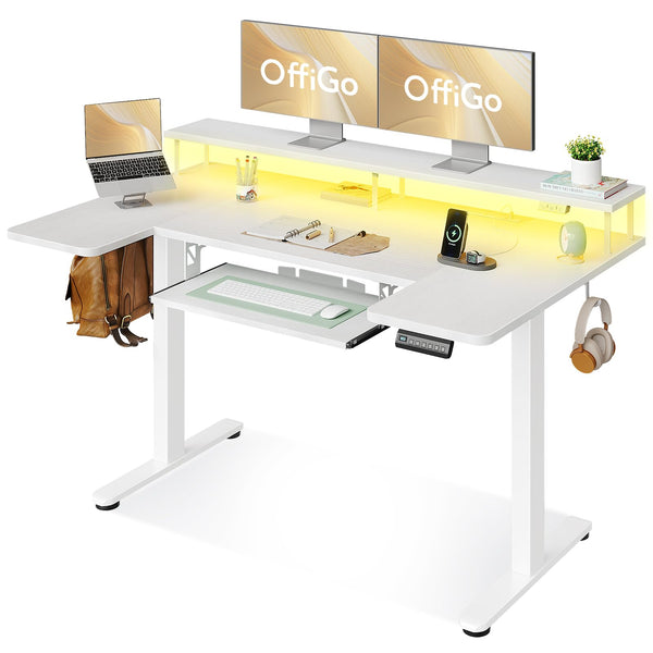 U-Shaped Electric Standing Desk with Keyboard Tray & Monitor Stand