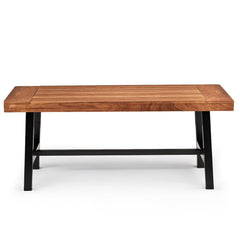 Outdoor Wooden Coffee Table with Metal Frame
