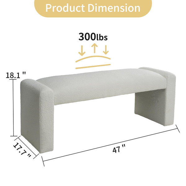 47" Upholstered Bench with Solid Wood Frame